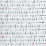Witte geruite katoen tricot met tekst met ECG motief