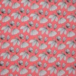Roze viscose met blaadjes patroon