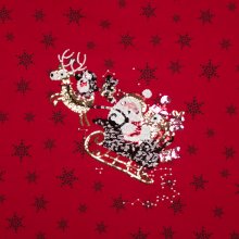 Rood tricotpaneel met kerstmotief in pailletten
