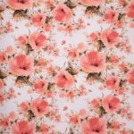 Roze Katoen Tricot met Bloemen