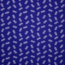 Blauwe gestructureerde katoen tricot met ananassen