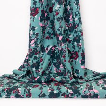Turquoise Viscose met Bloemen