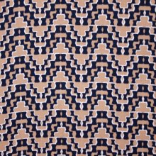 Bruine viscose met zwart patroon met linnen structuur