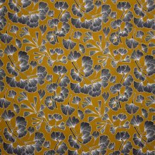 Bruine viscose met zwart / witte ginkgo bladeren