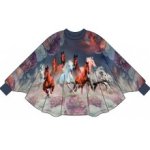 French terry paneel: poncho met paarden