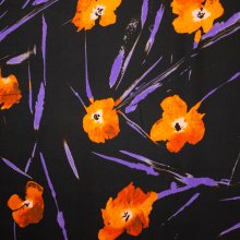 Zwarte Viscose met Bloemen