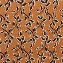 Oranje viscose linnen met bladeren