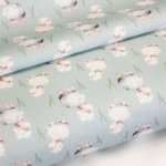 Licht Blauwe Ribfluweel met Schapen