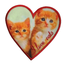 Hartvormige applicatie met katten - 9 x 9 cm