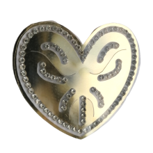 Applicatie - gouden metaal look hart met strass steentjes - 5,5 x 5 cm