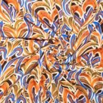 Viscose oranje abstracte print
