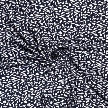 Zwarte viscose tricot met geometrisch patroon zwart-wit