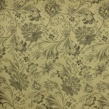 Groene linnen viscose met sierlijke gestipte bloemen