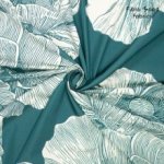 Polyester katoen trench waterafstotend turquoise met bloemen