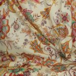 Katoen beige met kleurrijke print