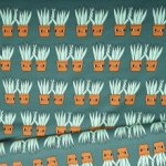 Groene French Terry met Bloempotjes van Eva Mouton