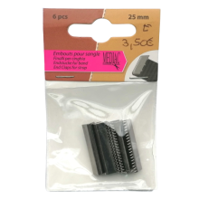 Eindstuk voor tassenband gunmetal - 6 stuks - 25 mm (platte nietjes)
