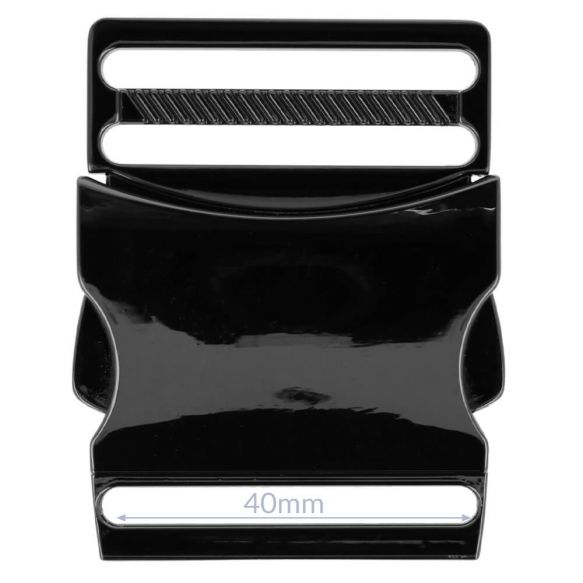 Klikgesp metaal - gunmetal - 40 x 58 mm