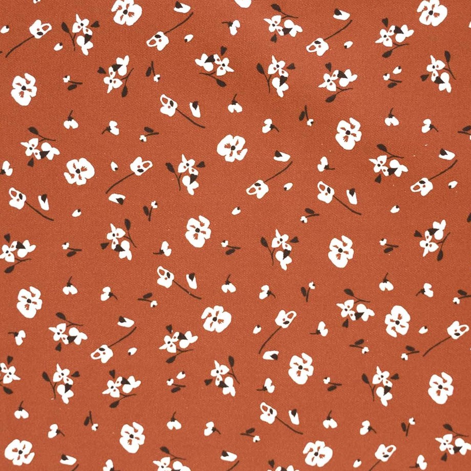 Katoen bruin met bloemen   'Autumn Flowers'   - Katia -