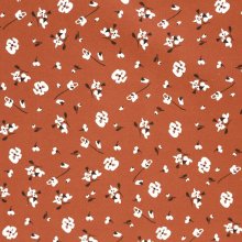 Katoen bruin met bloemen   'Autumn Flowers'   - Katia -