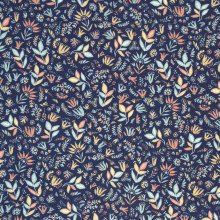 Ecoviscose blauw met bloemen   - Katia