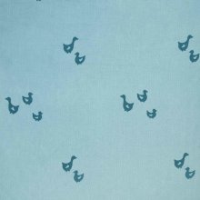 Ribfluweel blauw met eendjes   - Katia