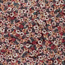 Viscose lurex bordeaux met bloemen en gouden streepjes - Poppy