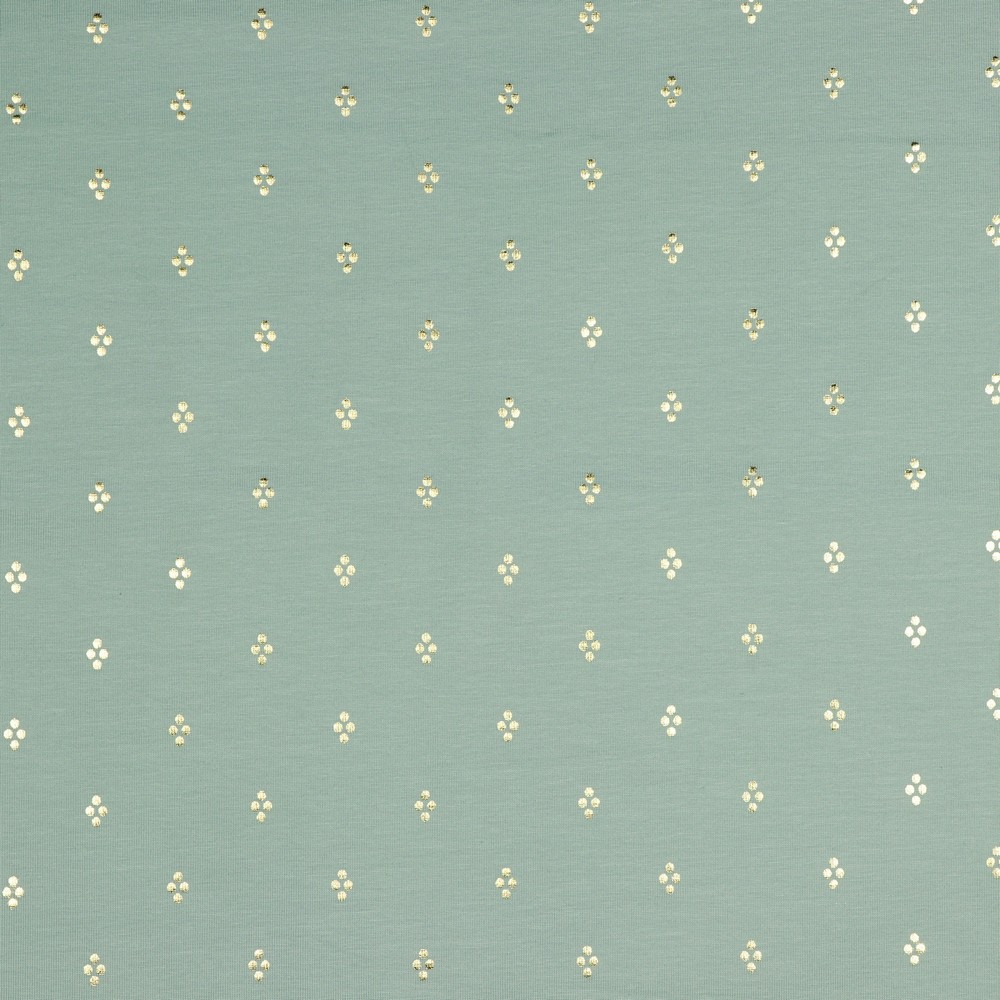 Tricot groenblauw met gouden foil stippen - Poppy