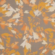 Linnen grijs met abstracte gele bloemen - Poppy
