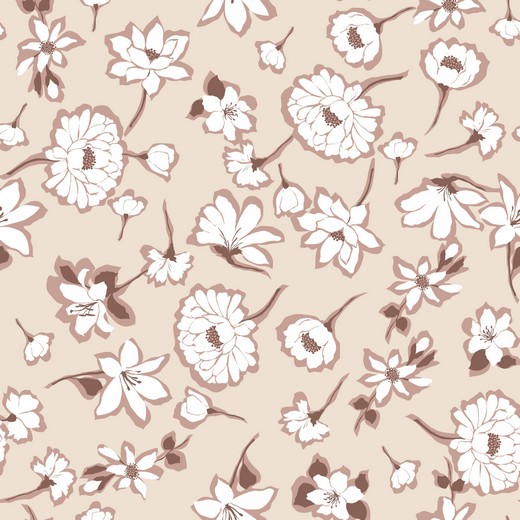 Linnen beige met bloemen - Poppy