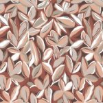 Linnen rood met roze en beige bladeren - Poppy