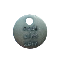 Label 'made with love' - verzilverd 20 mm rond
