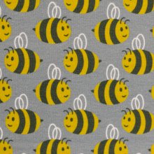 Katoentricot grijs met bijen - Animal Minis by Käselotti