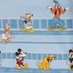 Lakenstof katoen blauw met Micky Mouse