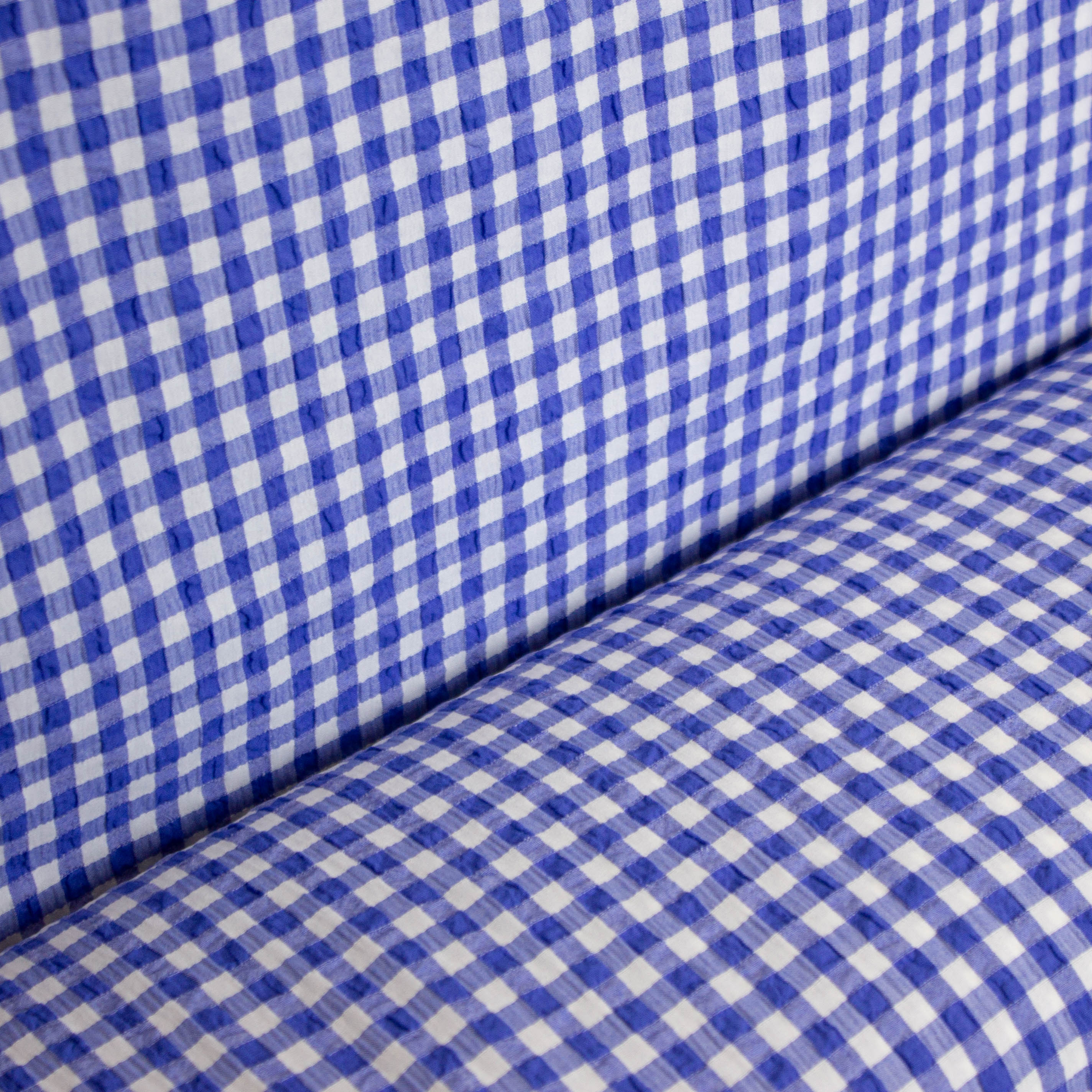 seersucker geruit blauw - Fibre Mood