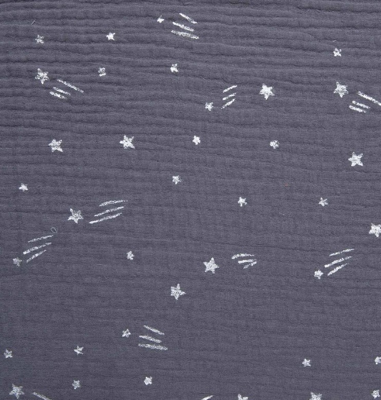 Double gauze grijs met licht glinsterende vallende sterren   - Katia