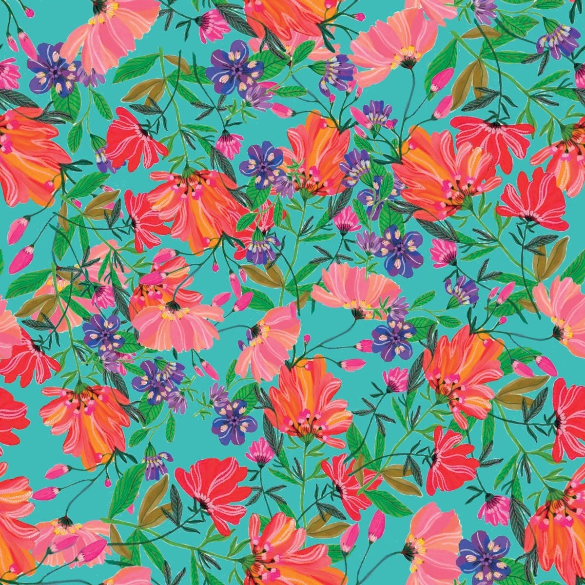 Canvas fijn bloemen 'Roeqiya'