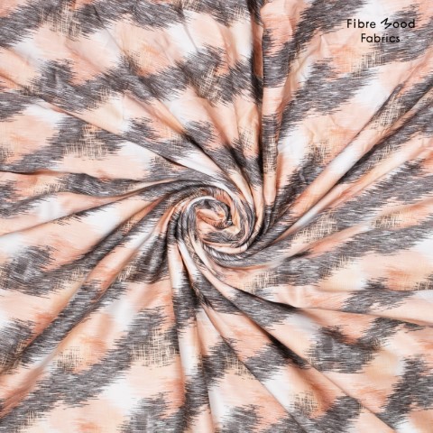 Gesatineerde viscose met roos en grijze print - Fibre Mood