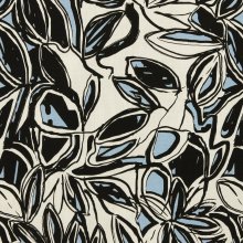 Viscose linnen met blauw/zwart patroon