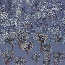 Italiaanse tricot blauw met pluisbloemen  - Knipmode -