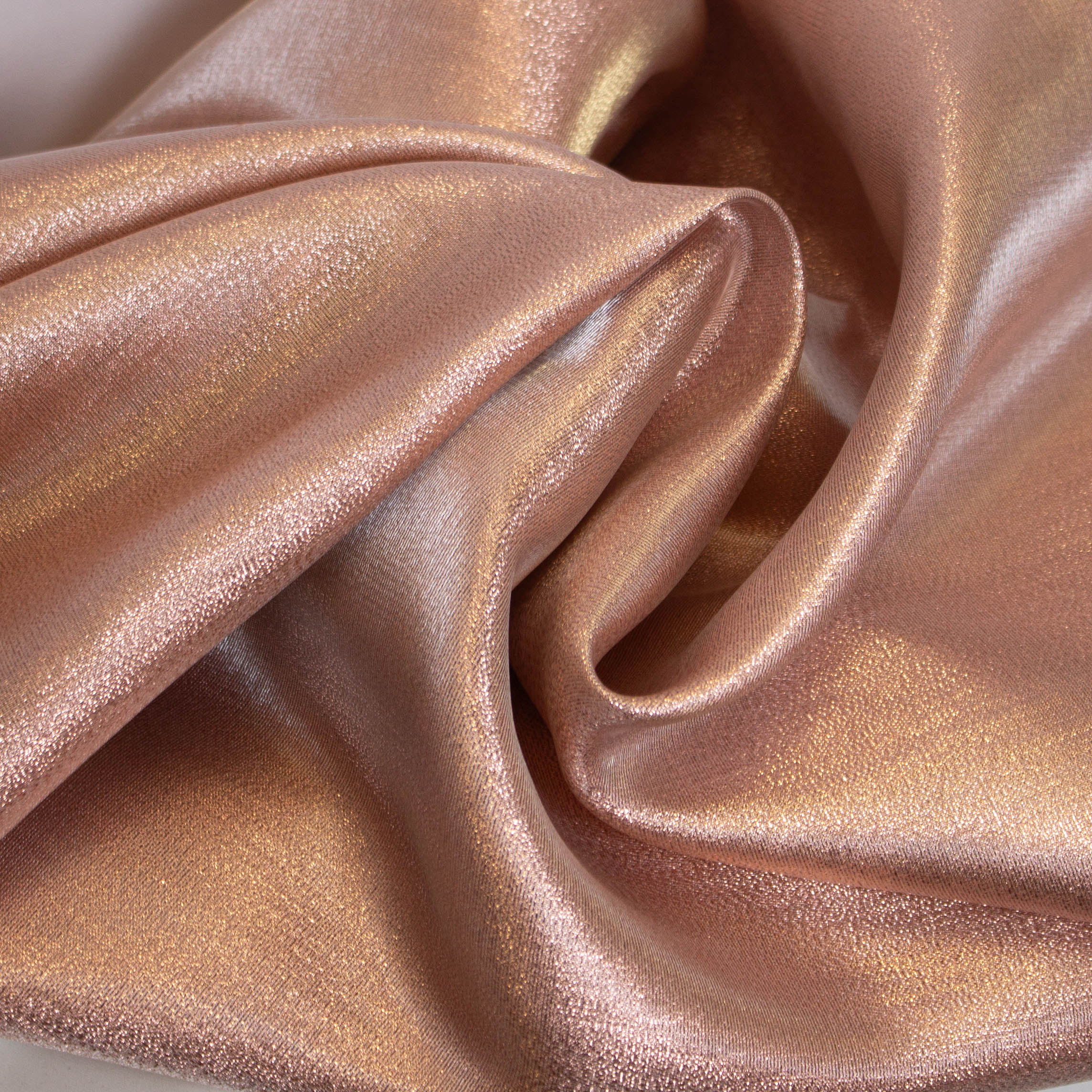 Stevige polyester voile rosé goud met glitter