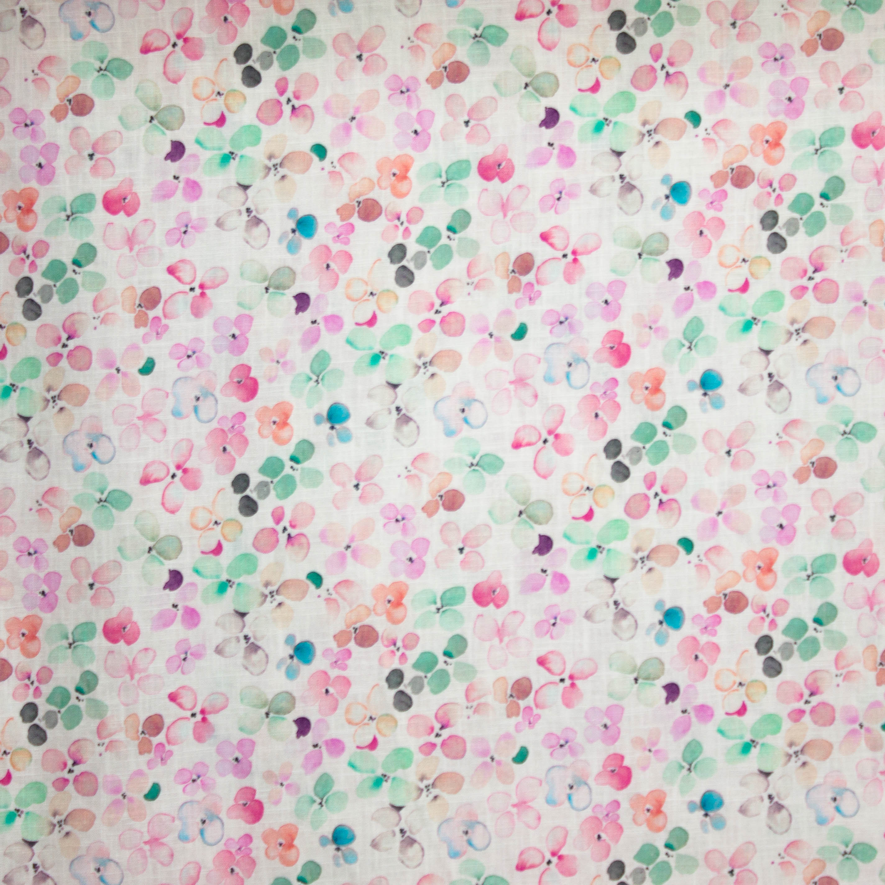 Linnen gebroken wit met aquarel bloemen