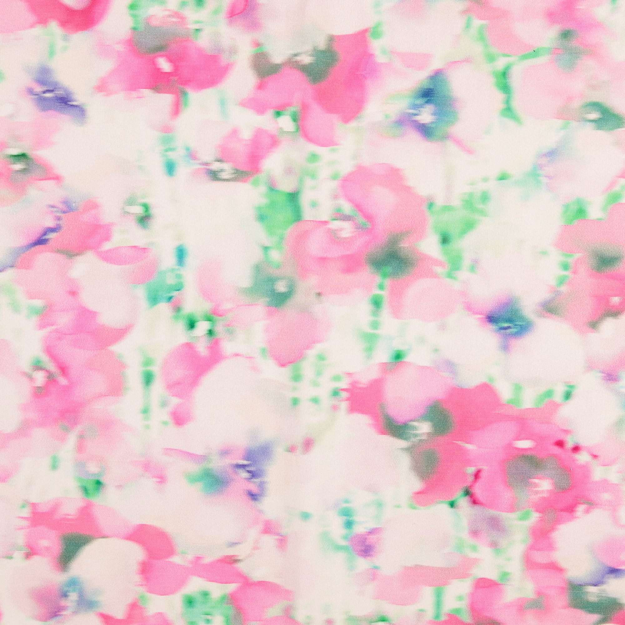 Gesatineerde stretch met wazige print batik roze