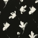 Viscose zwart met wit geschilderde bloemen