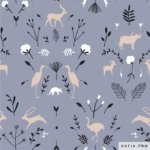 Sweaterstof blauw met dieren en planten - Katia