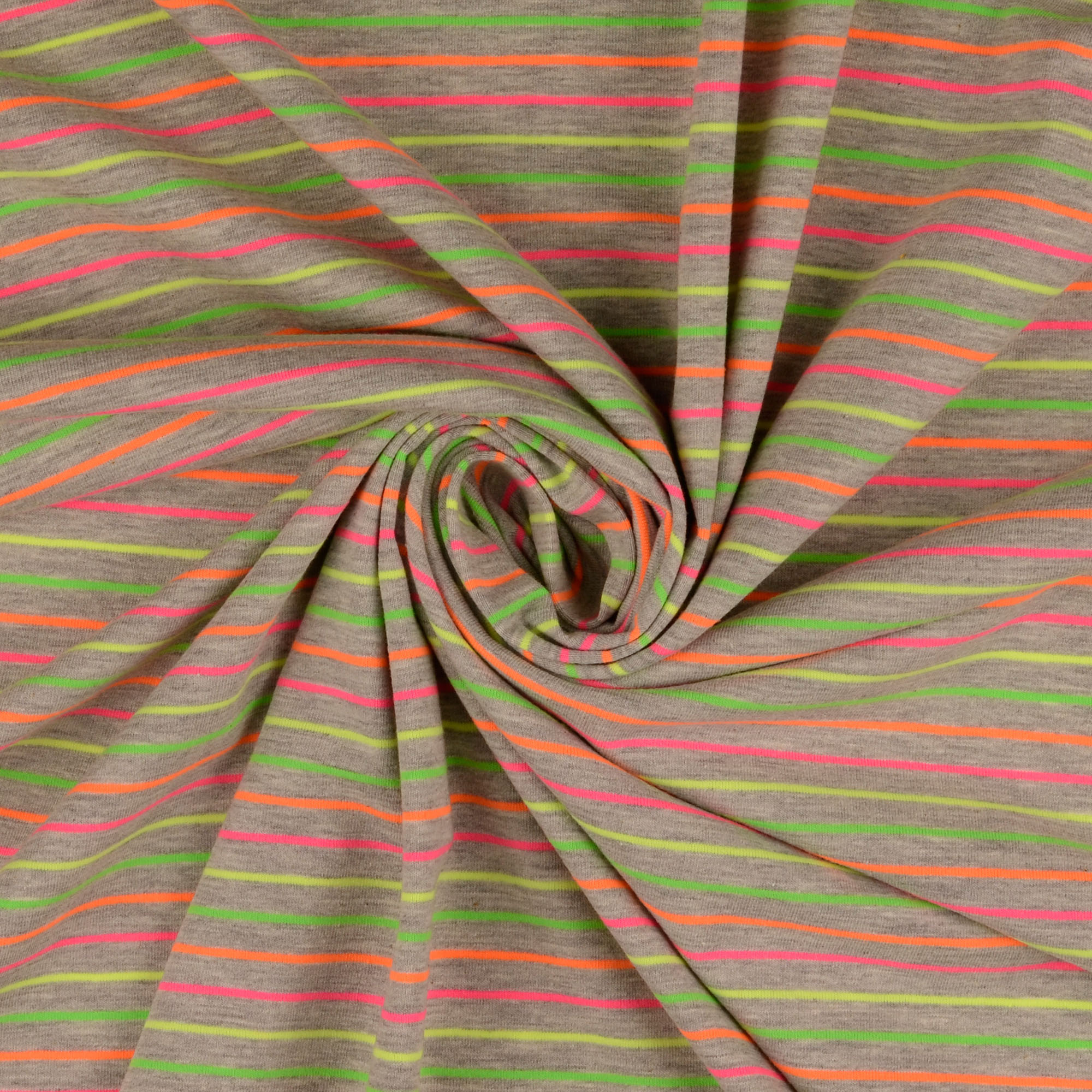 Tricot grijs met fluo strepen