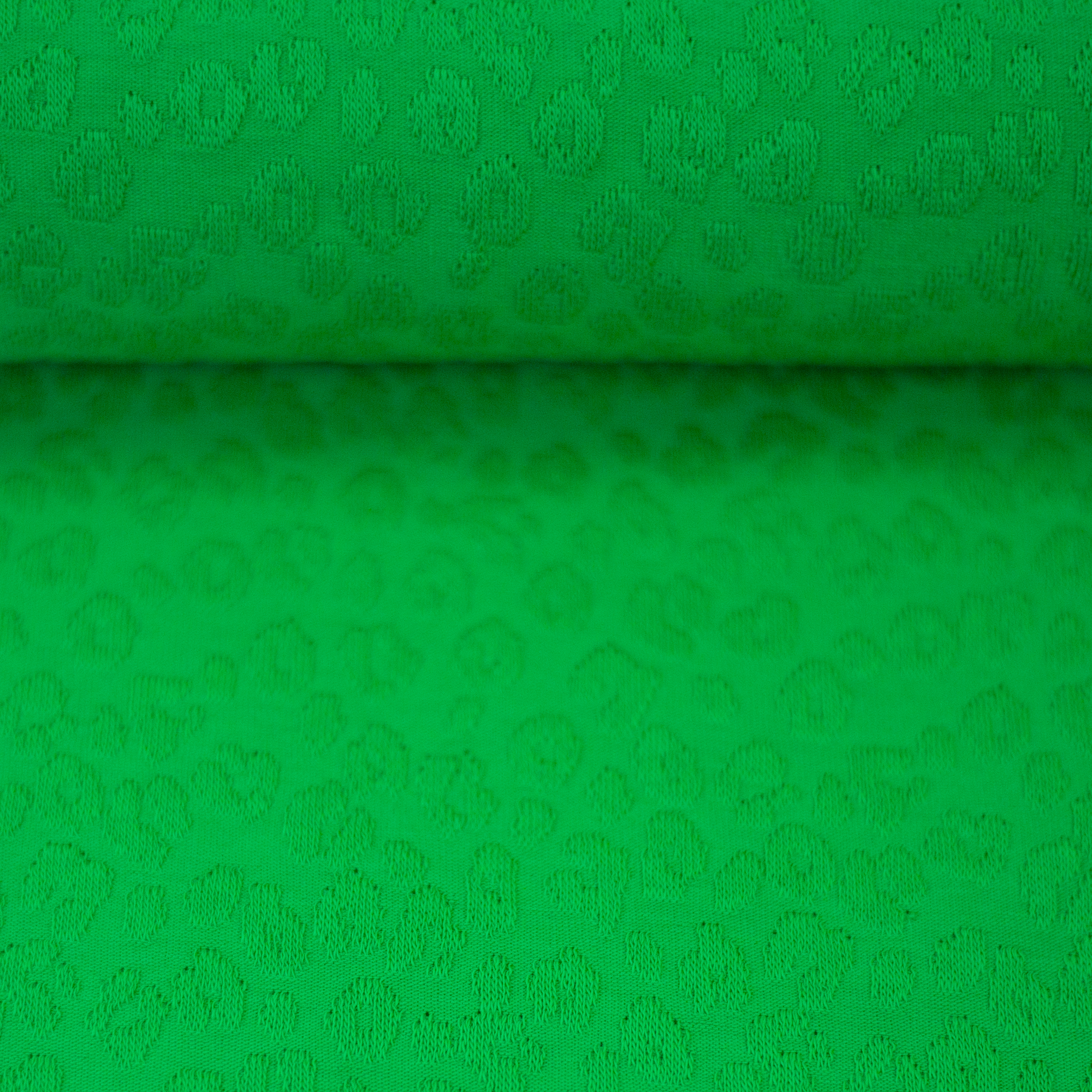Jacquard jersey groen met luipaard patroon