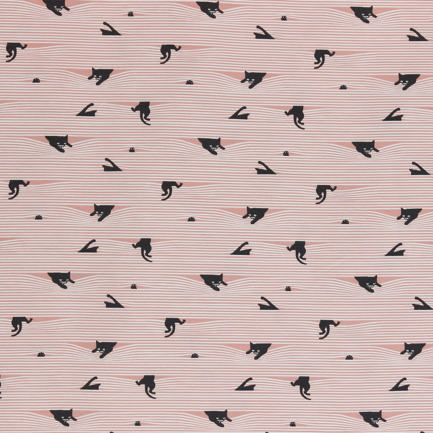 Tricot roze gestreept met katten - Little Darling