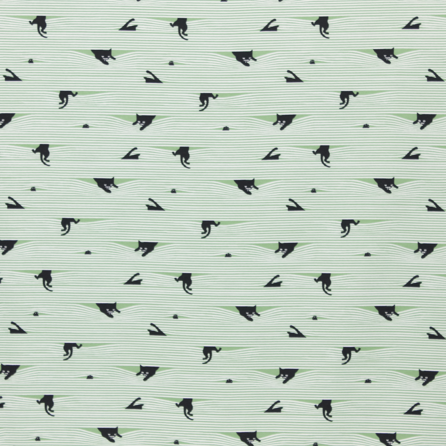 Tricot groen gestreept met katten - Little Darling