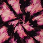 Viscose zwart met tie dye inkt print
